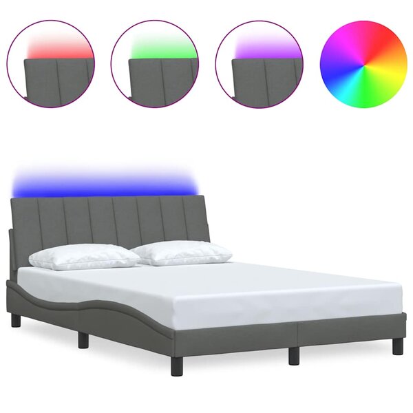 vidaXL Cadre de lit sans matelas Hanko gris foncé 140x190 cm tissu