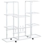 vidaXL Jardinière avec roues 94 5x24 5x91 5 cm Blanc Fer