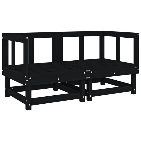 vidaXL Canapés d'angle de jardin 2 Pièces noir bois de pin massif
