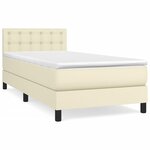 vidaXL Lit à sommier tapissier avec matelas Crème 100x200cm Similicuir