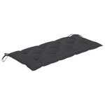 vidaXL Banc de jardin et coussin anthracite 120 cm Bois de teck massif