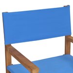 vidaXL Chaise de metteur en scène Bois de teck solide Bleu