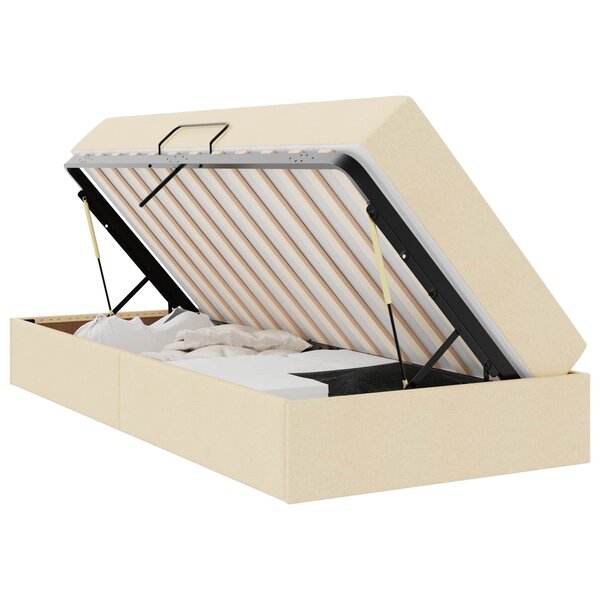 vidaXL Lit avec rangement et matelas Crème 90 x 200 cm Polyester
