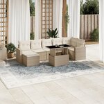 vidaXL Salon de jardin avec coussins 8 Pièces beige résine tressée