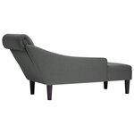 vidaXL Fauteuil long avec coussin et accoudoir droit gris foncé tissu