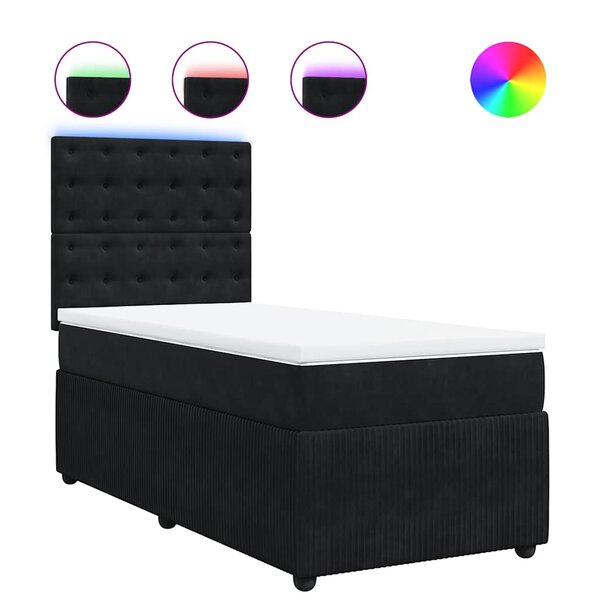 vidaXL Sommier à lattes de lit avec matelas Noir 90x200 cm Velours