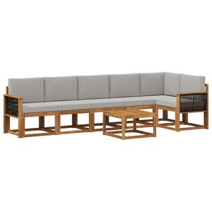 vidaXL Ensemble de canapés d'extérieur 7 Pièces Naturel et gris clair