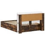 vidaXL Cadre de lit avec rangement Chêne fumé 135 x 190 cm