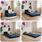 vidaXL Canapé-lit pliable Bleu 100 x 80 x 60 cm Tissu