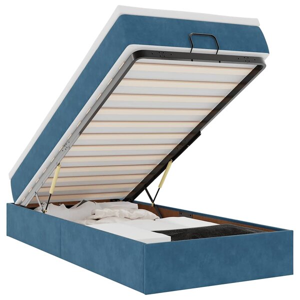 vidaXL Cadre de lit ottoman avec matelas bleu foncé 80x200 cm velours