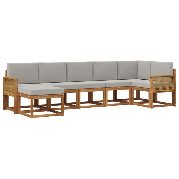 vidaXL Ensemble de canapés d'extérieur 7 Pièces Naturel et gris clair