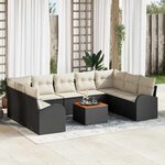 vidaXL Ensemble de canapé de jardin 10 Pièces Noir et blanc