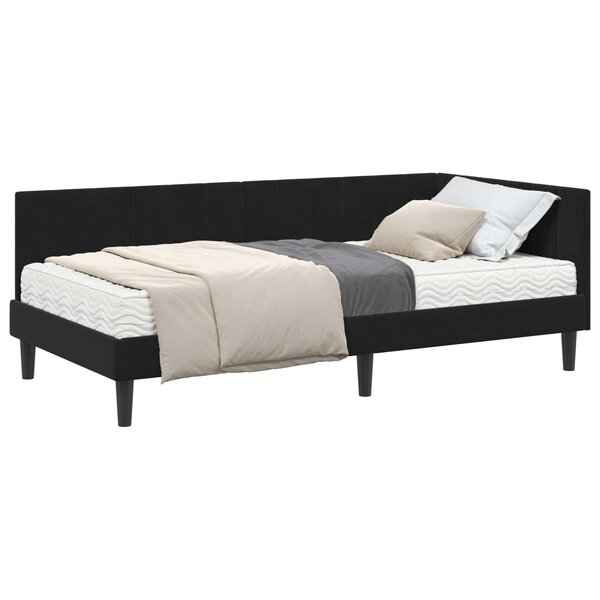 vidaXL Cadre de lit d'angle avec matelas 2 Pièces Noir Velours