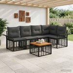 vidaXL Ensemble de canapés d'extérieur 6 pc Noir et Gris foncé