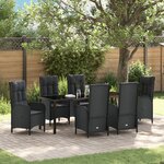 vidaXL Set de 7 pièces de salle à manger de jardin Noir Rotin synthétique
