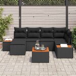vidaXL Ensemble de canapé de jardin 7 Pièces Noir Poly Rattan