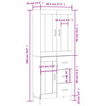 vidaXL Buffet haut Gris béton 69 5x34x180 cm Bois d'ingénierie