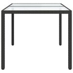 vidaXL Table de jardin 150x90x75cm Verre trempé et résine tressée Noir