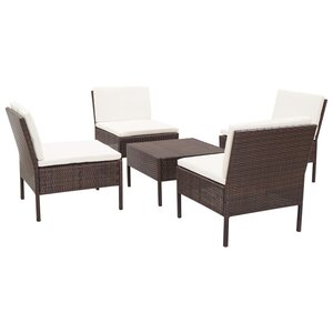 Salon de jardin meuble d'extérieur ensemble de mobilier 5 pièces avec coussins résine tressée marron 02_0016461