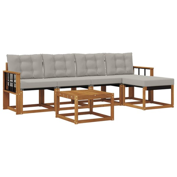vidaXL Ensemble de canapés d'extérieur 6 pc Naturel et gris clair