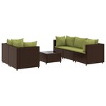 vidaXL Salon de jardin 6 Pièces avec coussins Marron Résine tressée