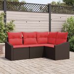 vidaXL Ensemble de Canapés avec coussin 4 Pièces Marron polyrotin