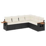 vidaXL Salon de jardin 6 Pièces avec coussins noir résine tressée