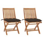 vidaXL Chaises de jardin lot de 2 et coussins taupe Bois teck massif