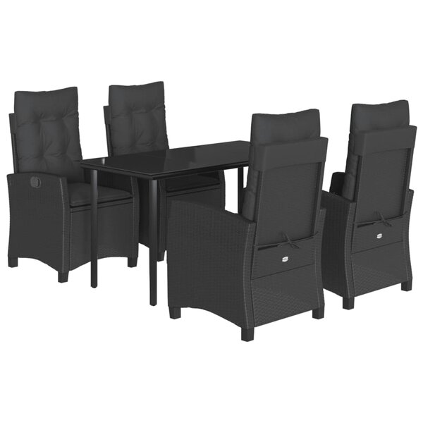 vidaXL Ensemble à manger de jardin coussins 5Pièces Noir Résine tressée