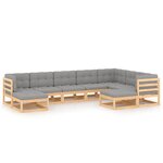 vidaXL Salon de jardin 9 Pièces avec coussins Bois de pin massif