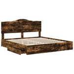 vidaXL Lit de Rangement Chêne fumé 180 x 200 cm Bois d'ingénierie
