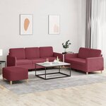 vidaXL Ensemble de canapés 3 Pièces avec coussins Rouge bordeaux Tissu