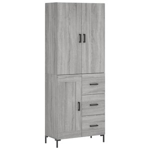 vidaXL Buffet haut Sonoma gris 69 5x34x180 cm Bois d'ingénierie