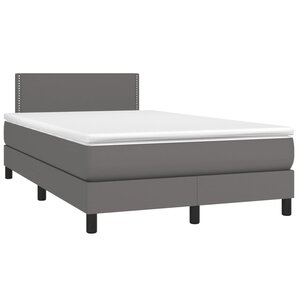 vidaXL Sommier à lattes de lit avec matelas gris 120x190 cm similicuir