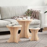 vidaXL Table basse 3 Pièces Naturel 46 x 46 x 47 cm Bois massif en pin