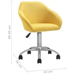 Vidaxl chaises pivotantes à manger lot de 2 jaune tissu