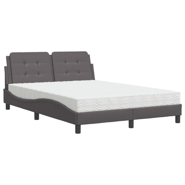 vidaXL Lit avec matelas Zadar gris 140x200 cm similicuir