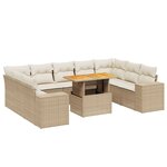 vidaXL Salon de jardin avec coussins 10 Pièces beige résine tressée