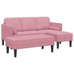 Canapé de jardin vidaXL avec banc et coussins en velours rose