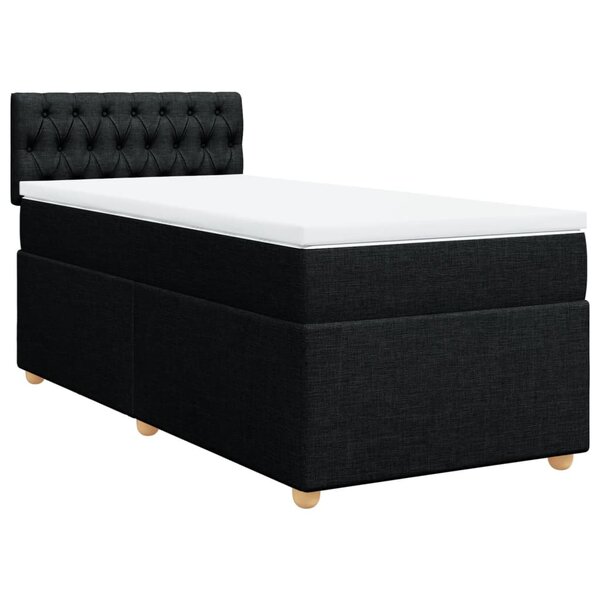 vidaXL Sommier à lattes de lit et matelas Noir 80x200 cm Tissu