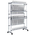 vidaXL Étagère à chaussures avec roulettes Argenté 89x27x120 cm