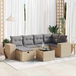vidaXL Salon de jardin avec coussins 7 Pièces beige résine tressée