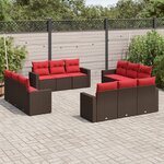 vidaXL Salon de jardin avec coussins 12 Pièces marron résine tressée