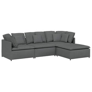 vidaXL Canapé modulaire et repose-pieds et coussins tissu gris foncé