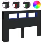vidaXL Tête de lit à LED noir 160x18 5x103 5 cm bois d'ingénierie