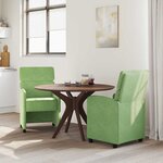 vidaXL Chaises de Salle à Manger avec Roues 2 Pièces Vert clair Velours