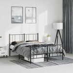 vidaXL Cadre de lit métal sans matelas avec pied de lit noir 150x200cm