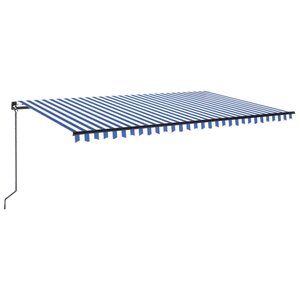 vidaXL Auvent manuel rétractable avec LED 500x300 cm Bleu et blanc