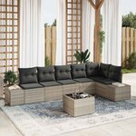 vidaXL Ensemble de canapé de jardin avec coussin 7 Pièces Gris clair