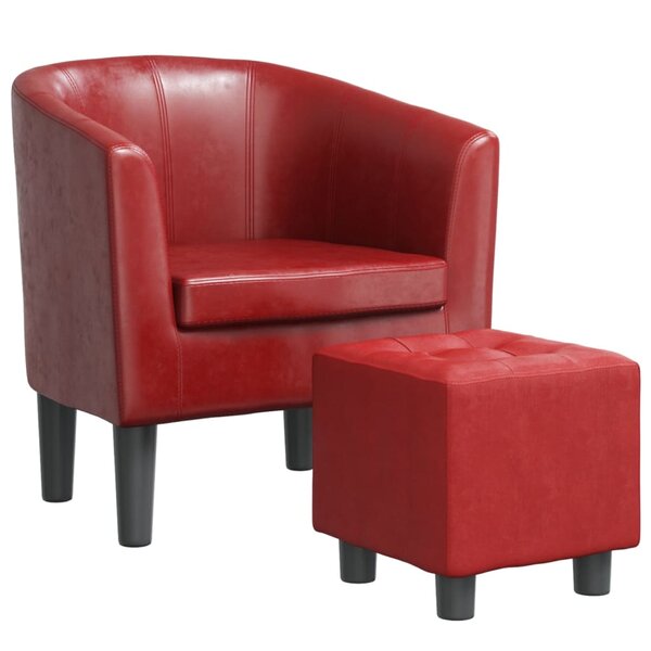 vidaXL Fauteuil avec repose-pied rouge bordeaux similicuir